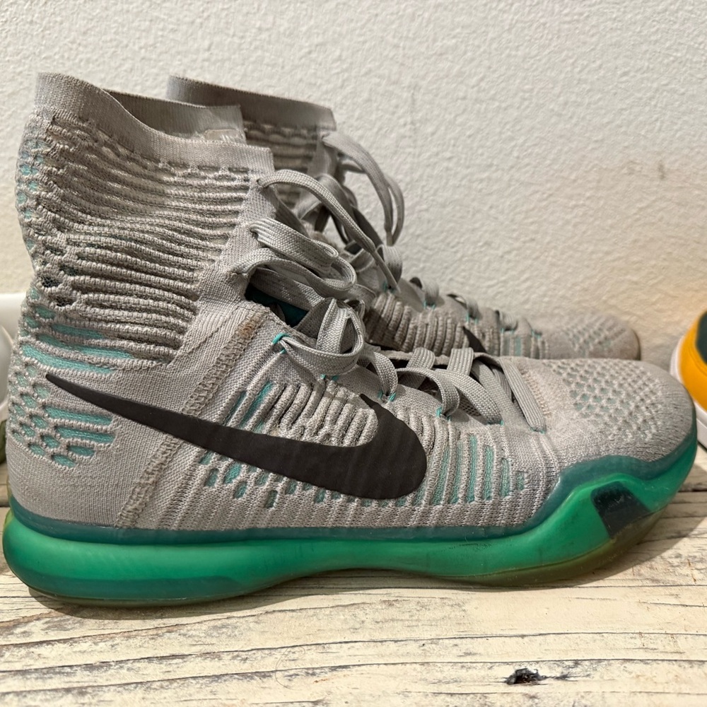 Nike Kobe 10s Gray and Teal High-Top Sneakers